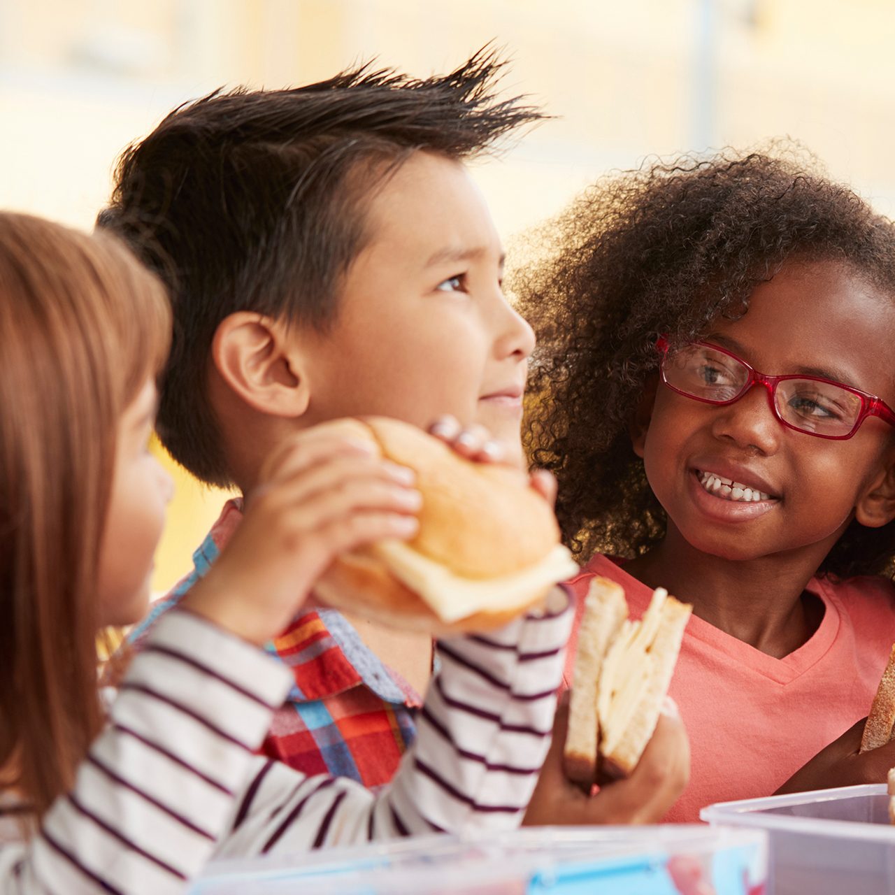 School students eating lunch