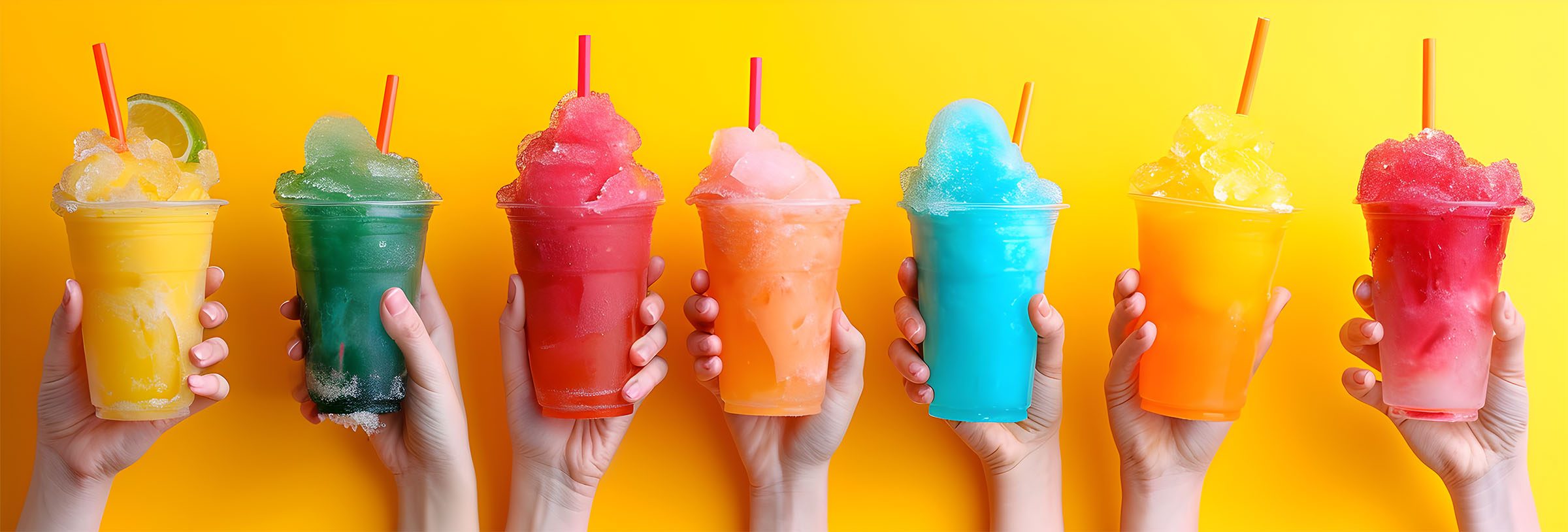 Fruit slushies in hands